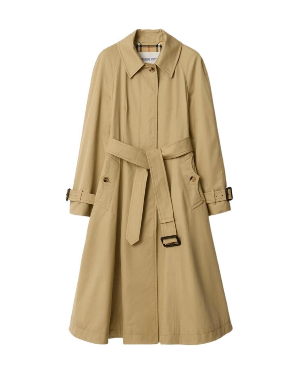 Burberry Natural Gabardine Ellingham Long Car Coat