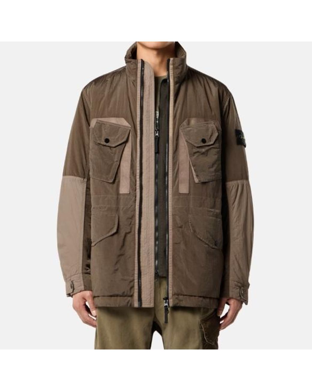 Stone Island Brown Patch Pocket Zip-Up Jacket for men
