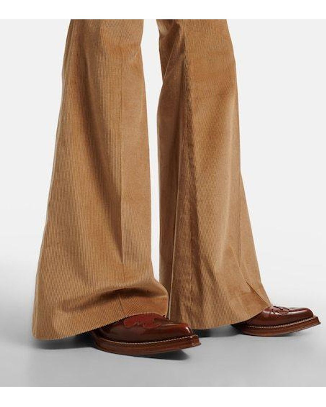 Gabriela Hearst Natural Ianthe Cotton Corduroy Flared Pants