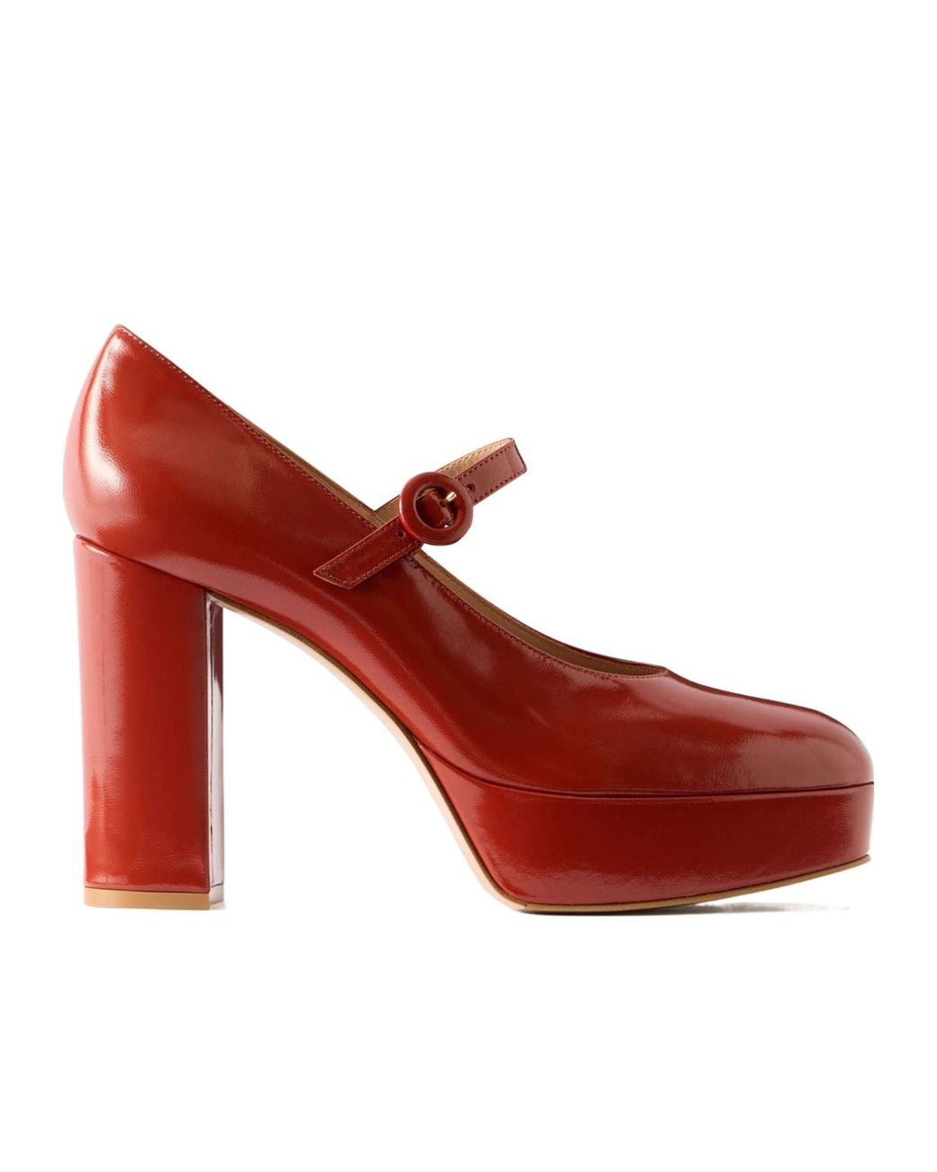 Gianvito Rossi Red Leather Mary Jane Pumps