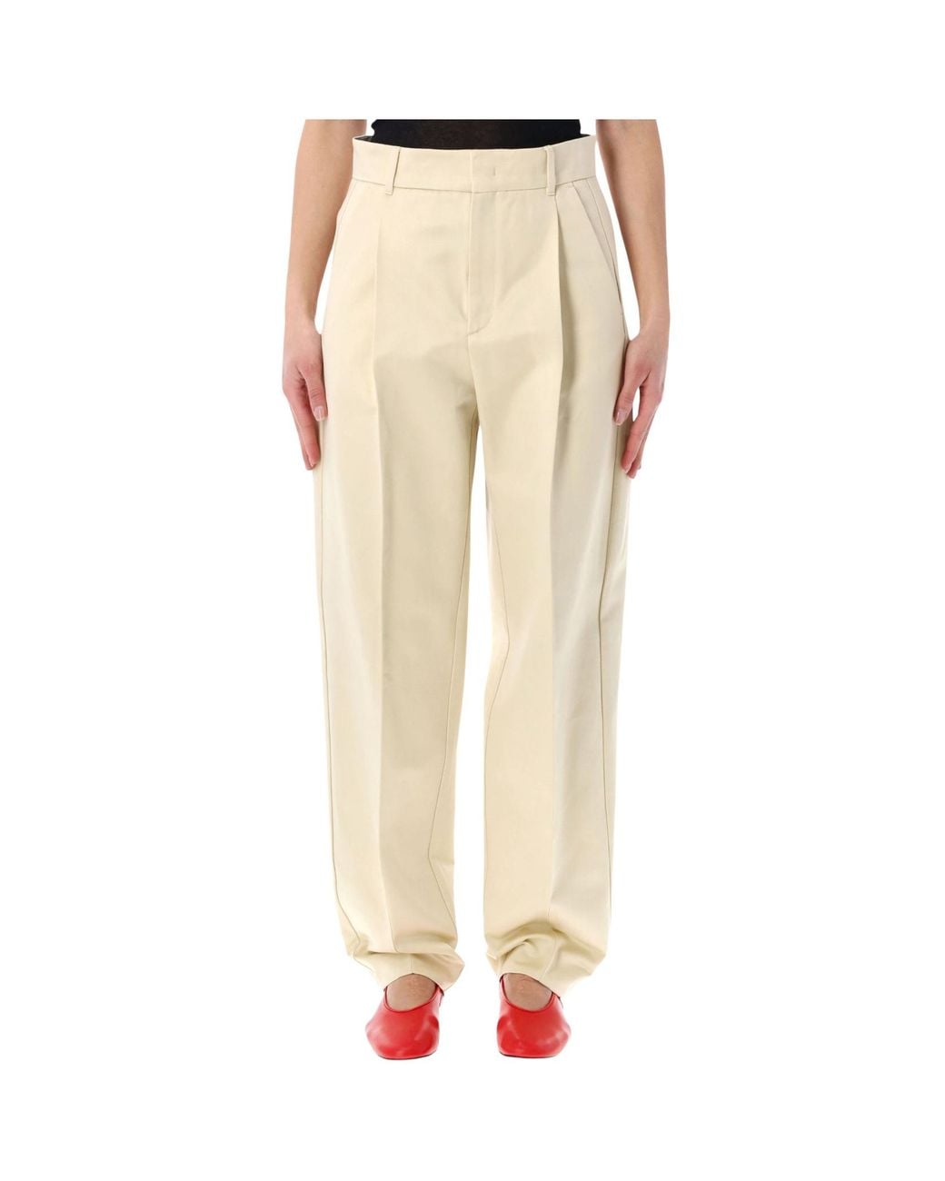 Soeur Natural Graham Pleated Wide-Leg Pants