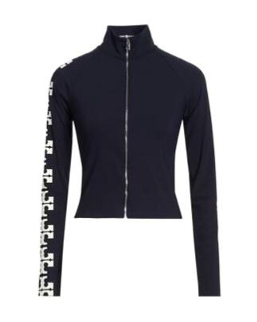 Tory Burch Blue Stand-Collar Full-Zip Cropped Jacket