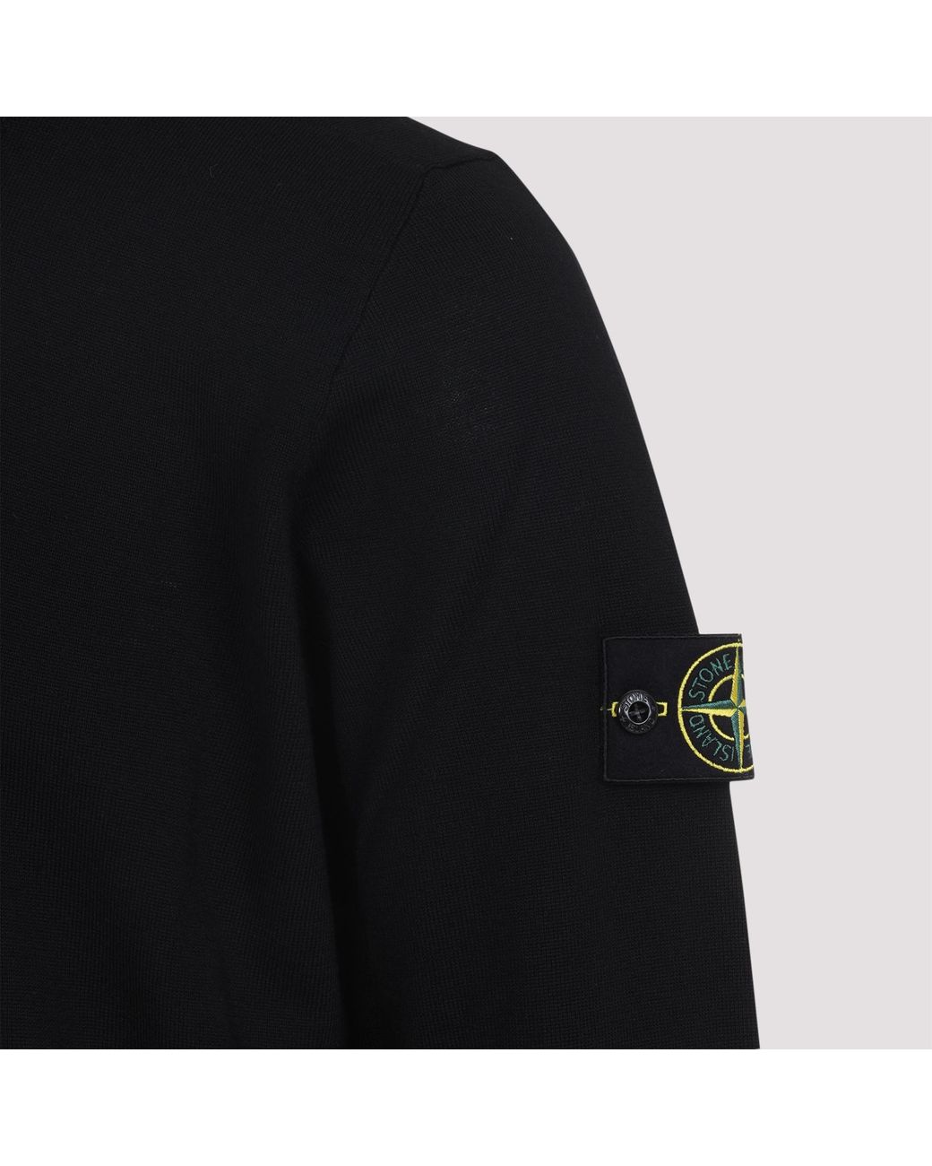 Stone Island Black Logo Patch Crewneck Jumper for men