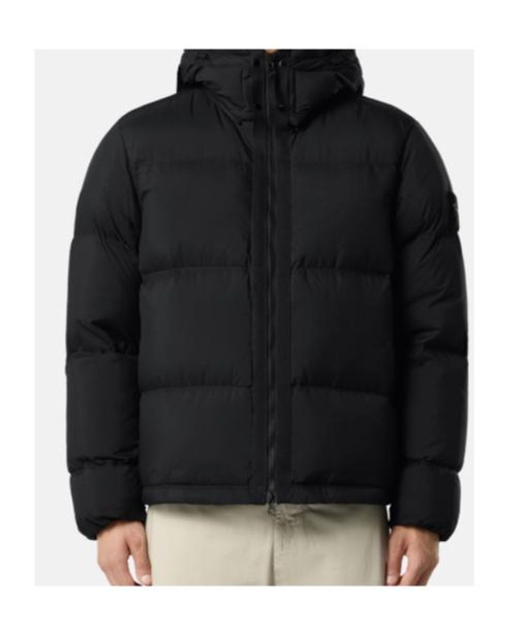 Stone Island Black Hooded Puffer Down Jacket for men