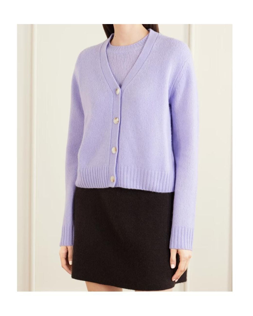Lisa Yang Purple Long-Sleeved Knitted Cardigan