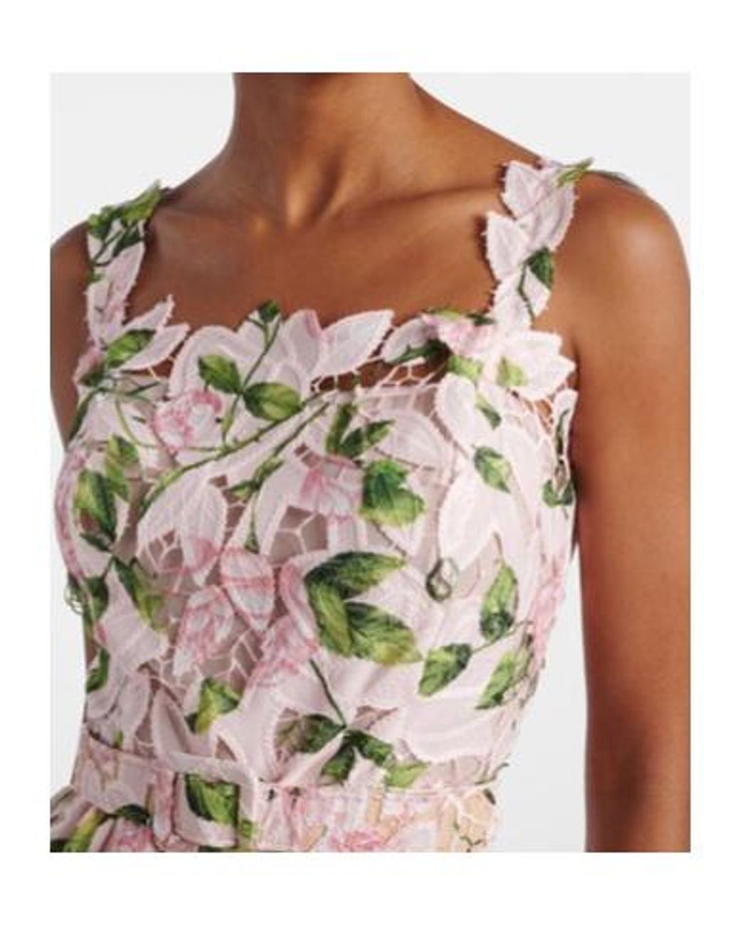 Oscar de la Renta White Floral Guipure Cocktail Dress