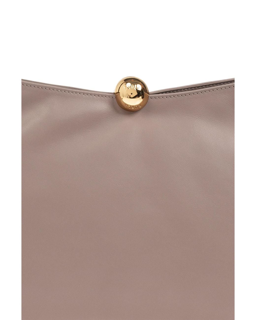 Furla Gray Sfera Logo Debossed Medium Shoulder Bag