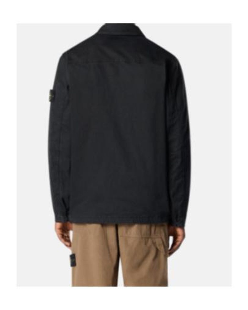 Stone Island Black Logo Patch Long Sleeved Shirt Jacket for men