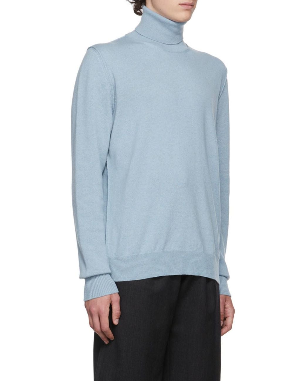 Maison Margiela Blue Roll-Neck Knitted Jumper for men