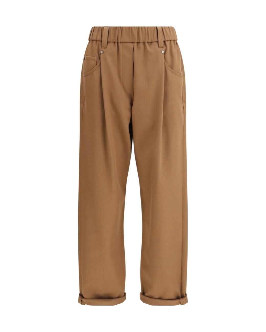 Brunello Cucinelli Gray High-Waisted Straight Leg Trousers