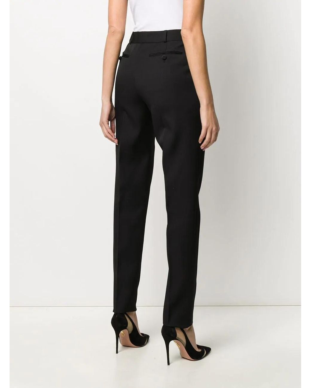 Saint Laurent Black Tuxedo Straight Leg Pants