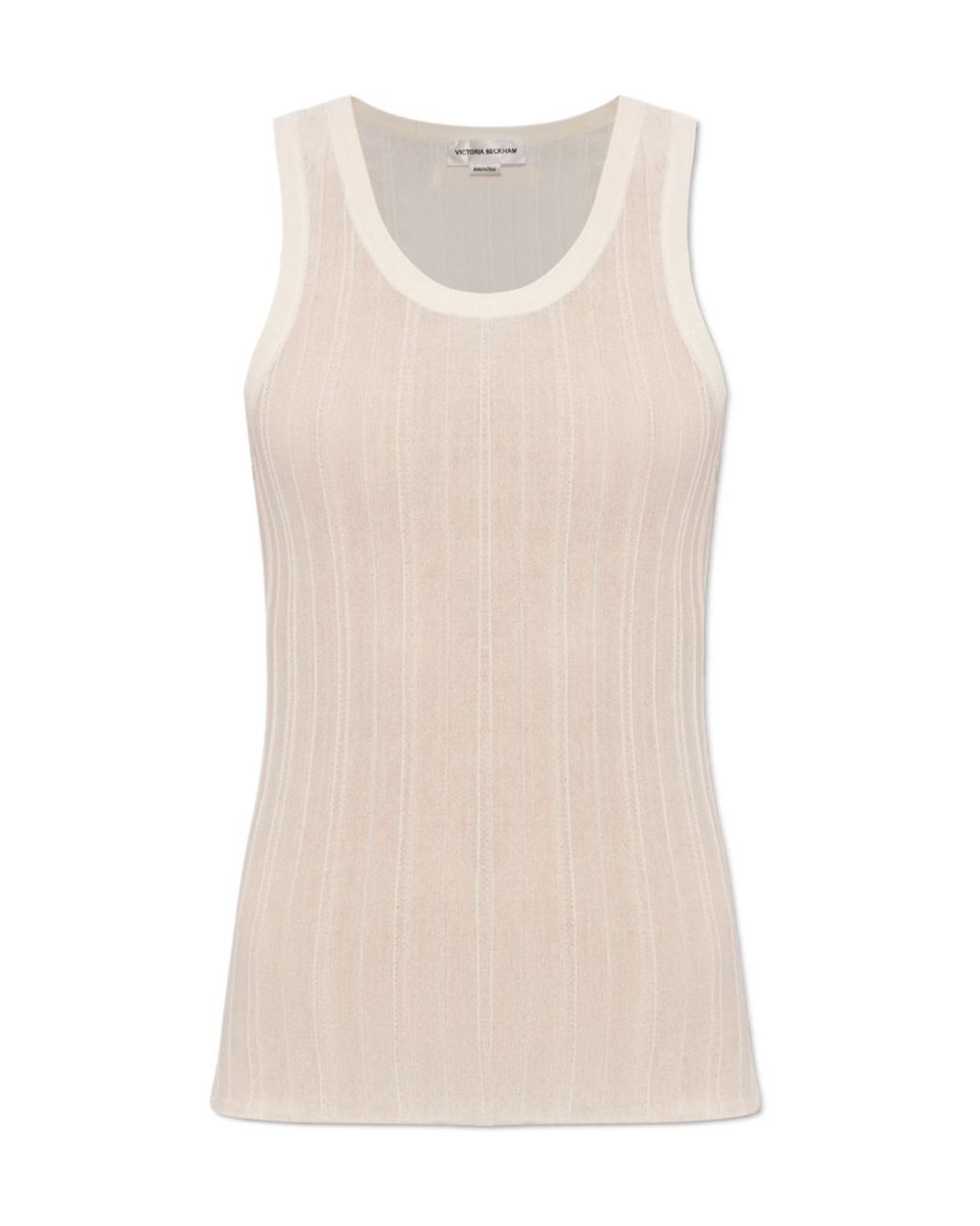 Victoria Beckham Natural Striped Fine-Knit Tank Top