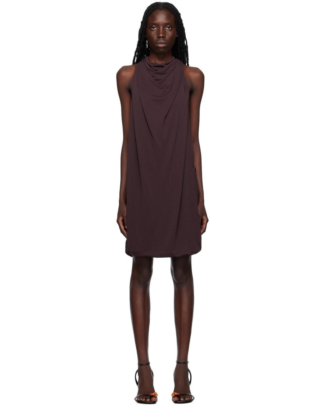 Lanvin Purple Logo Plaque Scarf Dress