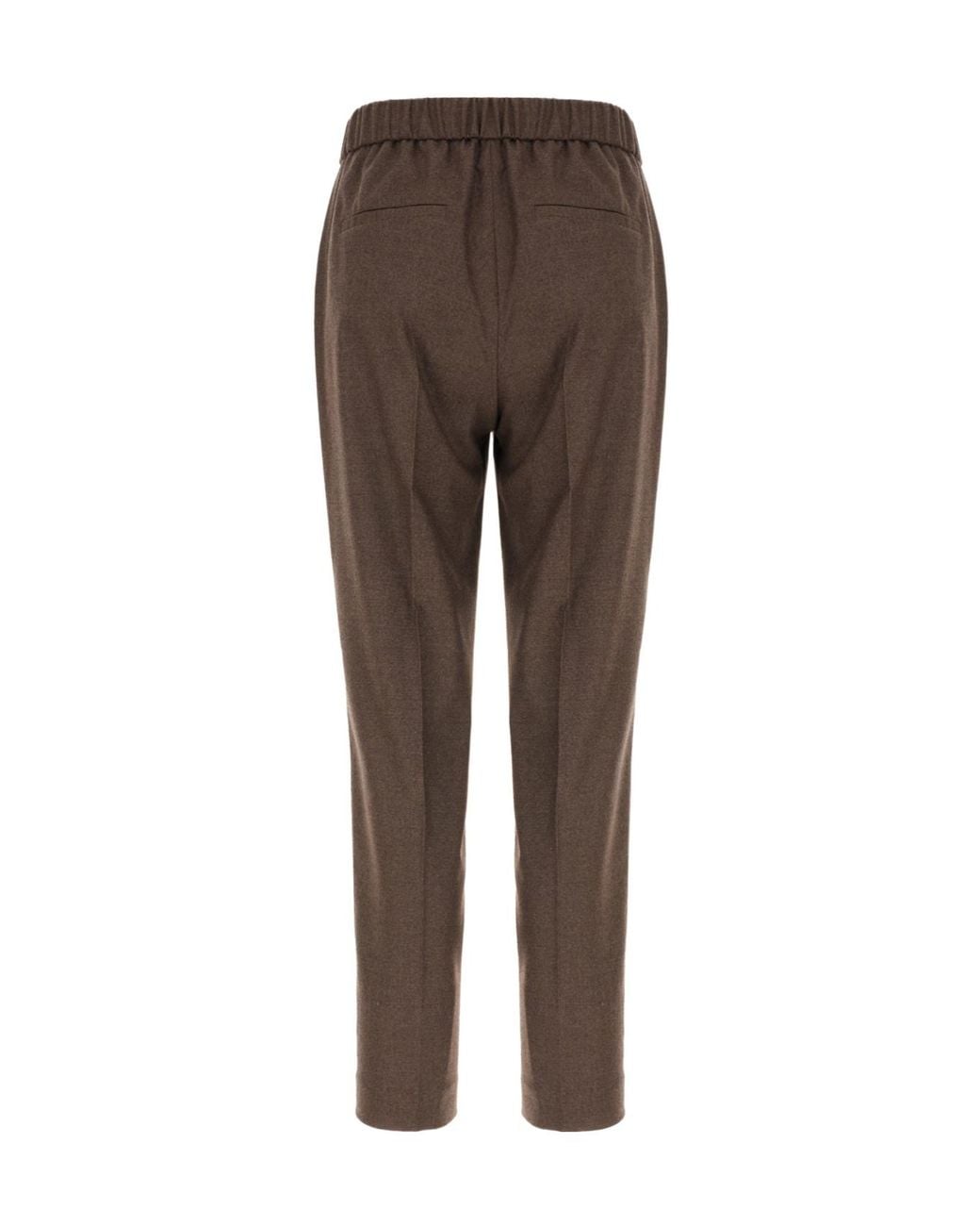 Peserico Brown Bead-Embellished Elasticated Trousers