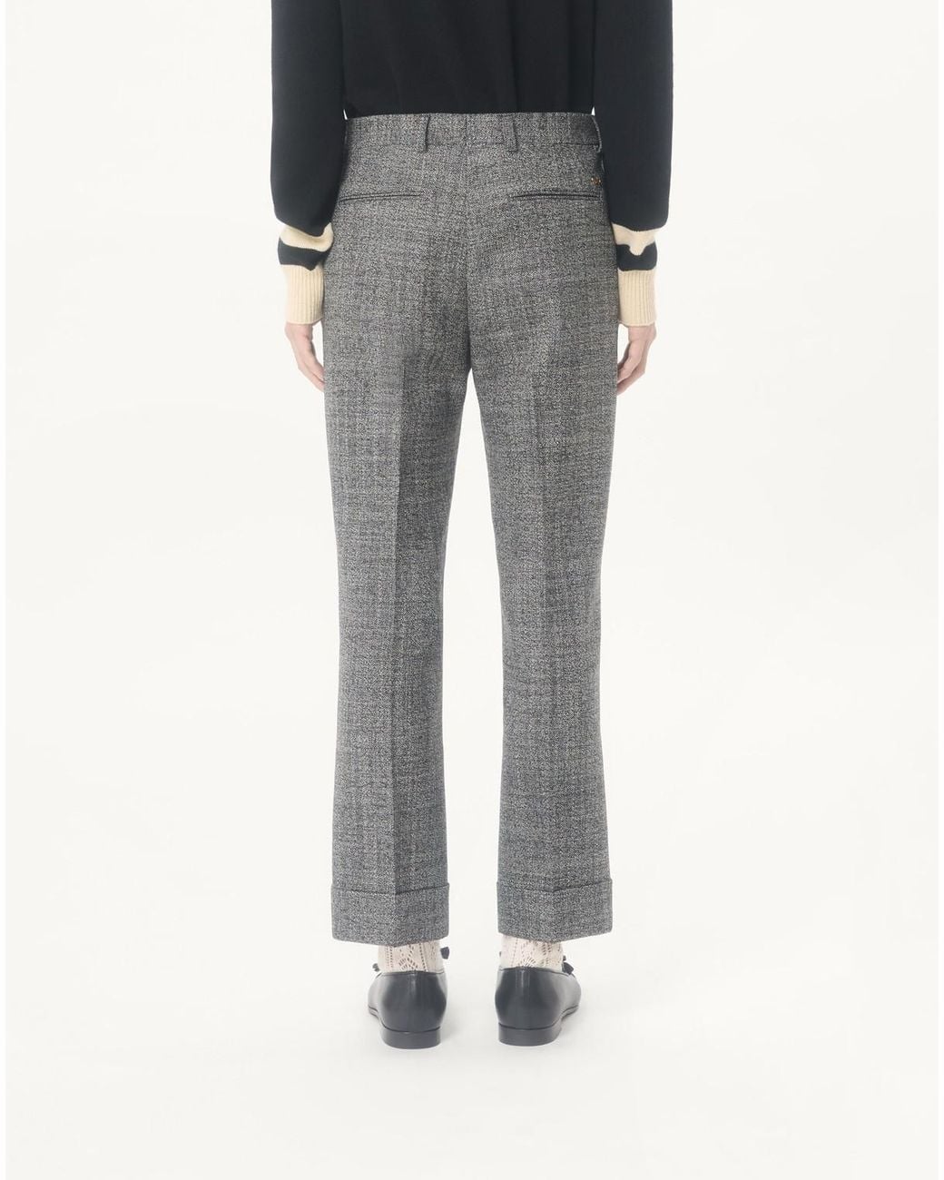 Valentino Gray Mouliné Wool Trousers With Turn-Ups for men