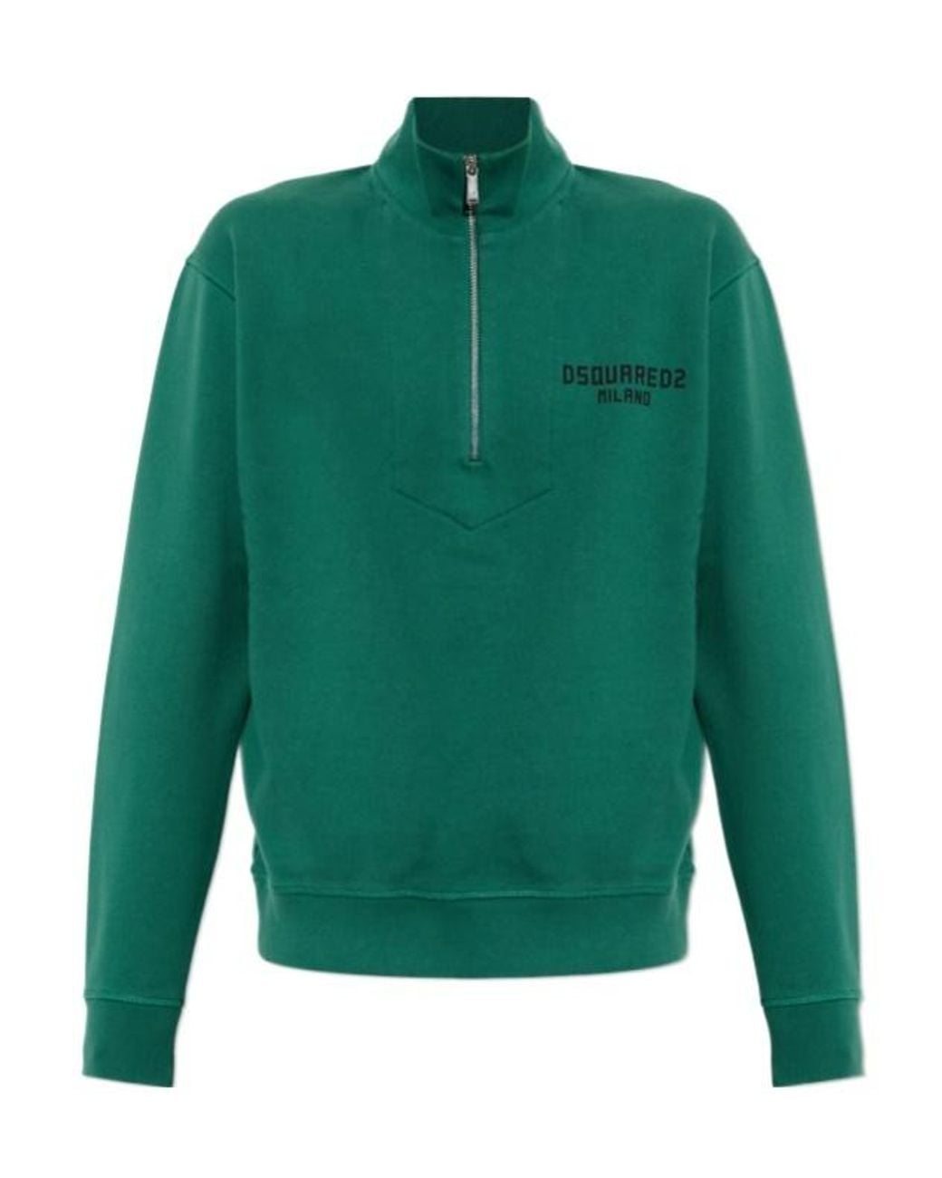 DSquared² Green Logo Half-Zip Sweatshirt for men