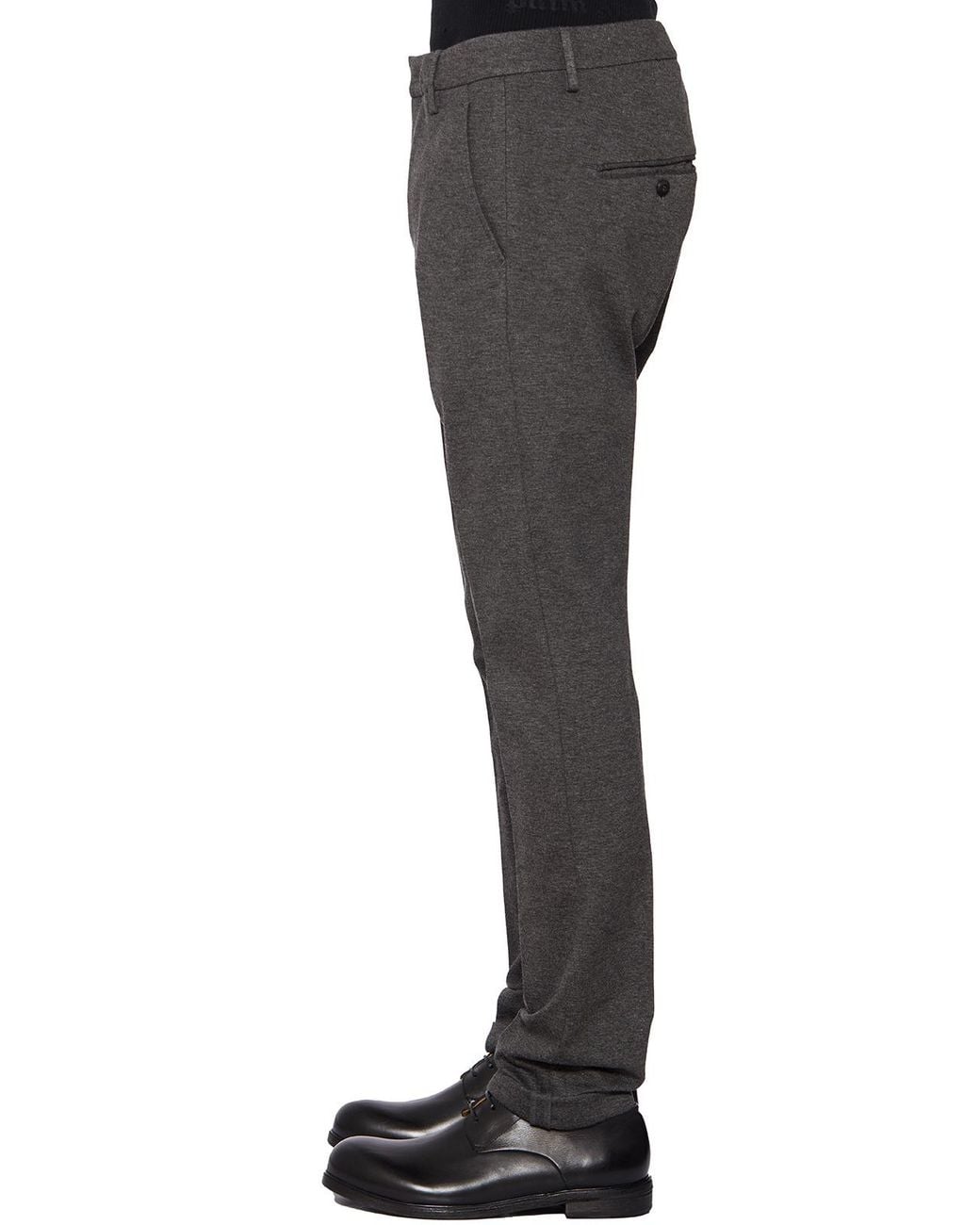 Dondup Gray Pleated Zip-Detail Casual Trousers for men