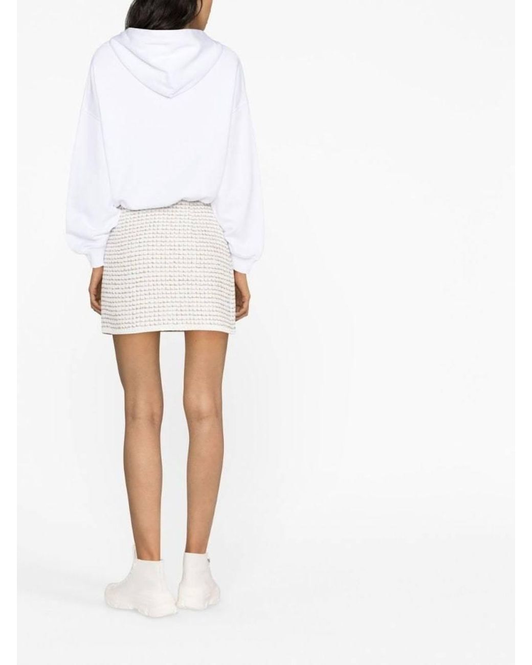 Valentino White Sequinned-Logo Detail Hoodie