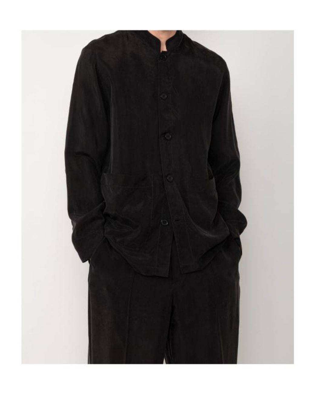 Officine Generale Black Officine Générale Stand-Collar Buttoned Jacket for men