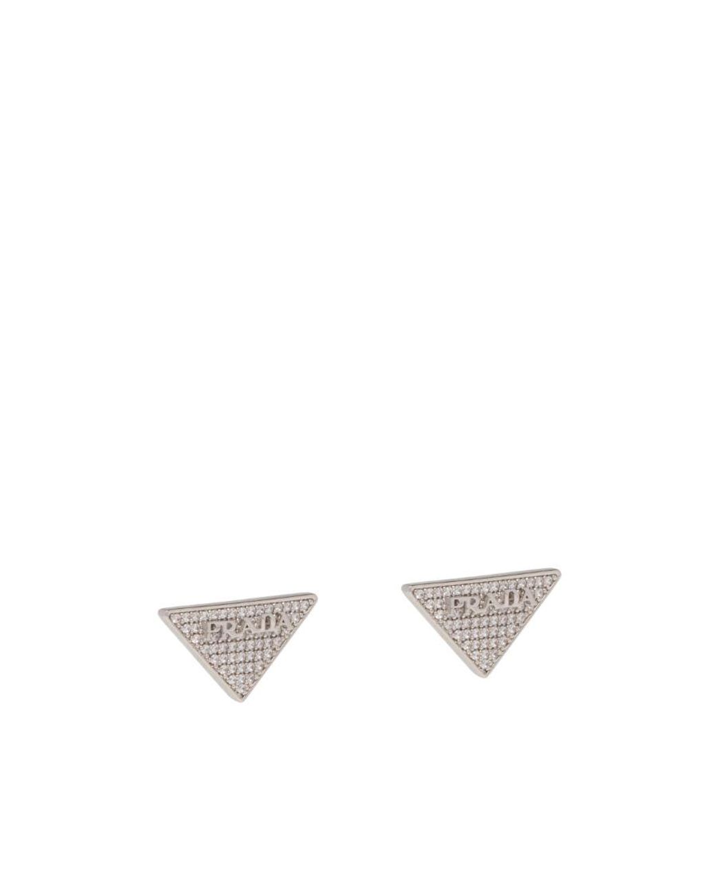 Prada Natural Crystal Logo Jewels Zirconia Earrings