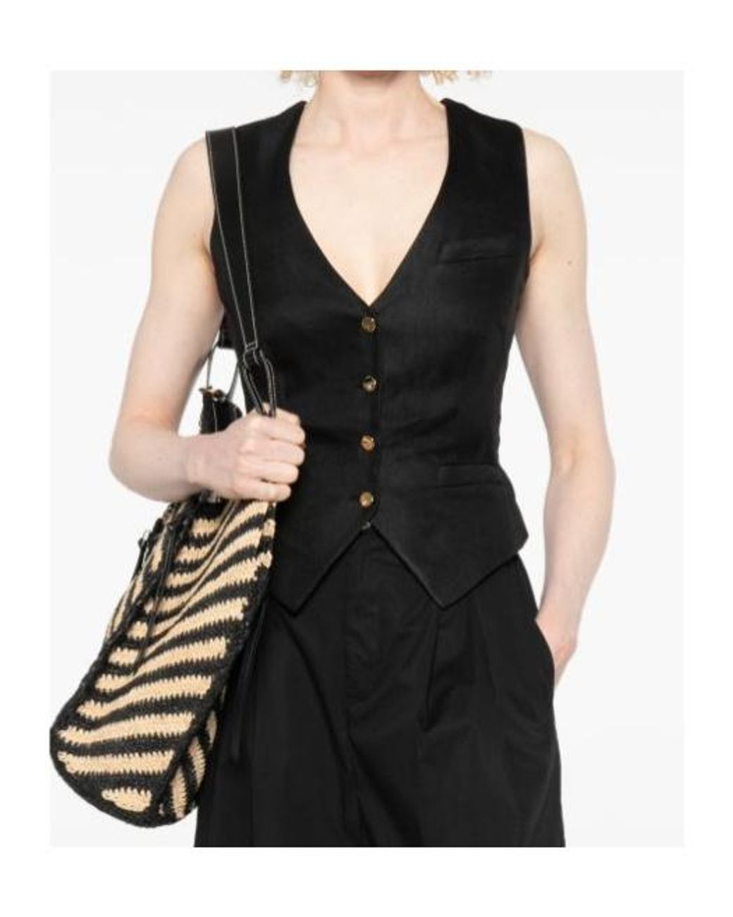 Elisabetta Franchi Black Button-Up Waistcoat