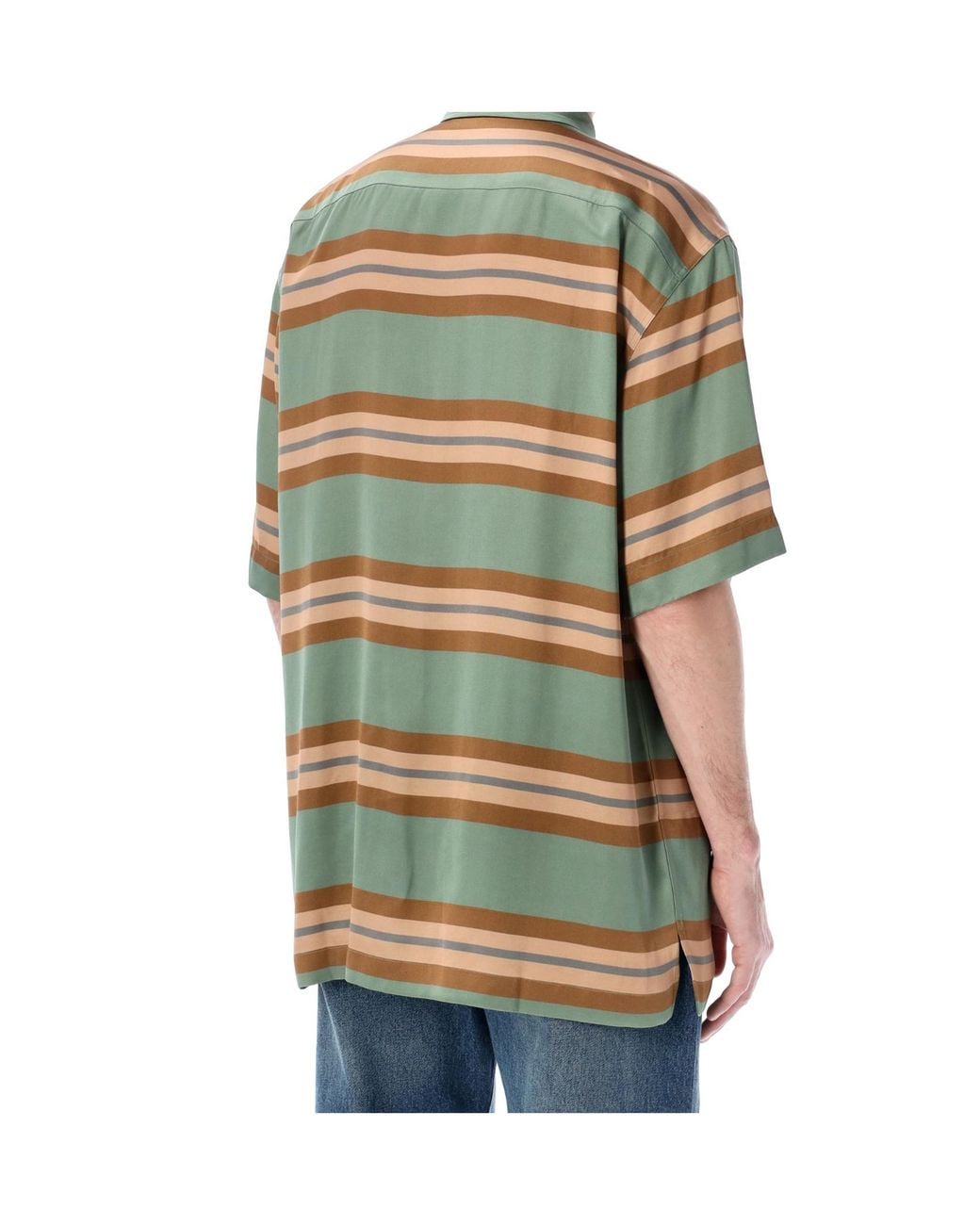 Dries Van Noten Green Cassidye Stripe Short-Sleeve Shirt for men