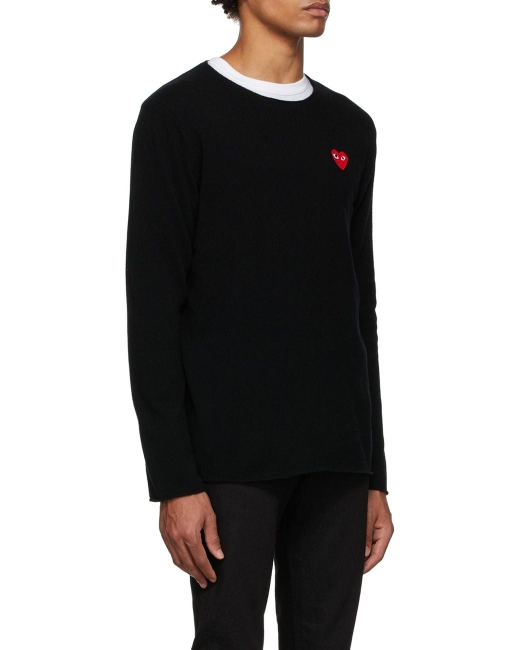 COMME DES GARÇONS PLAY Black Comme Des Garçons Play Logo Patch Crewneck Jumper for men