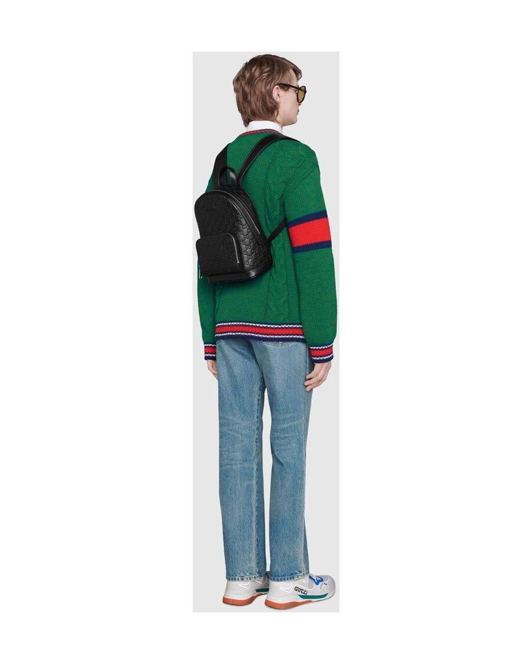 Gucci Black Signature Backpack for men