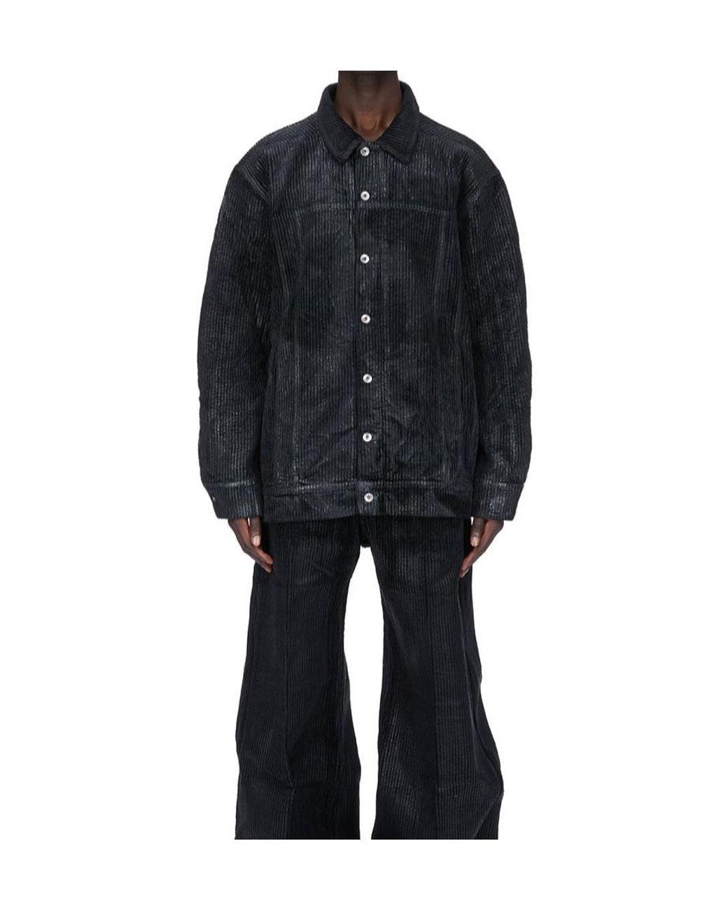 Rick Owens Black Jumbo Buttoned Shirt Jacket for men