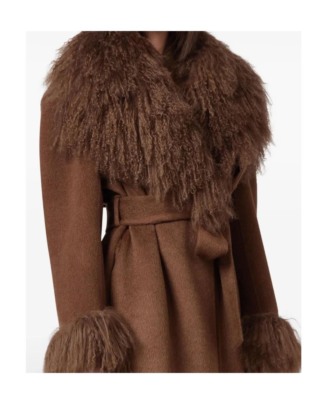 GIUSEPPE DI MORABITO Brown Tie Waist Long-Sleeved Coat