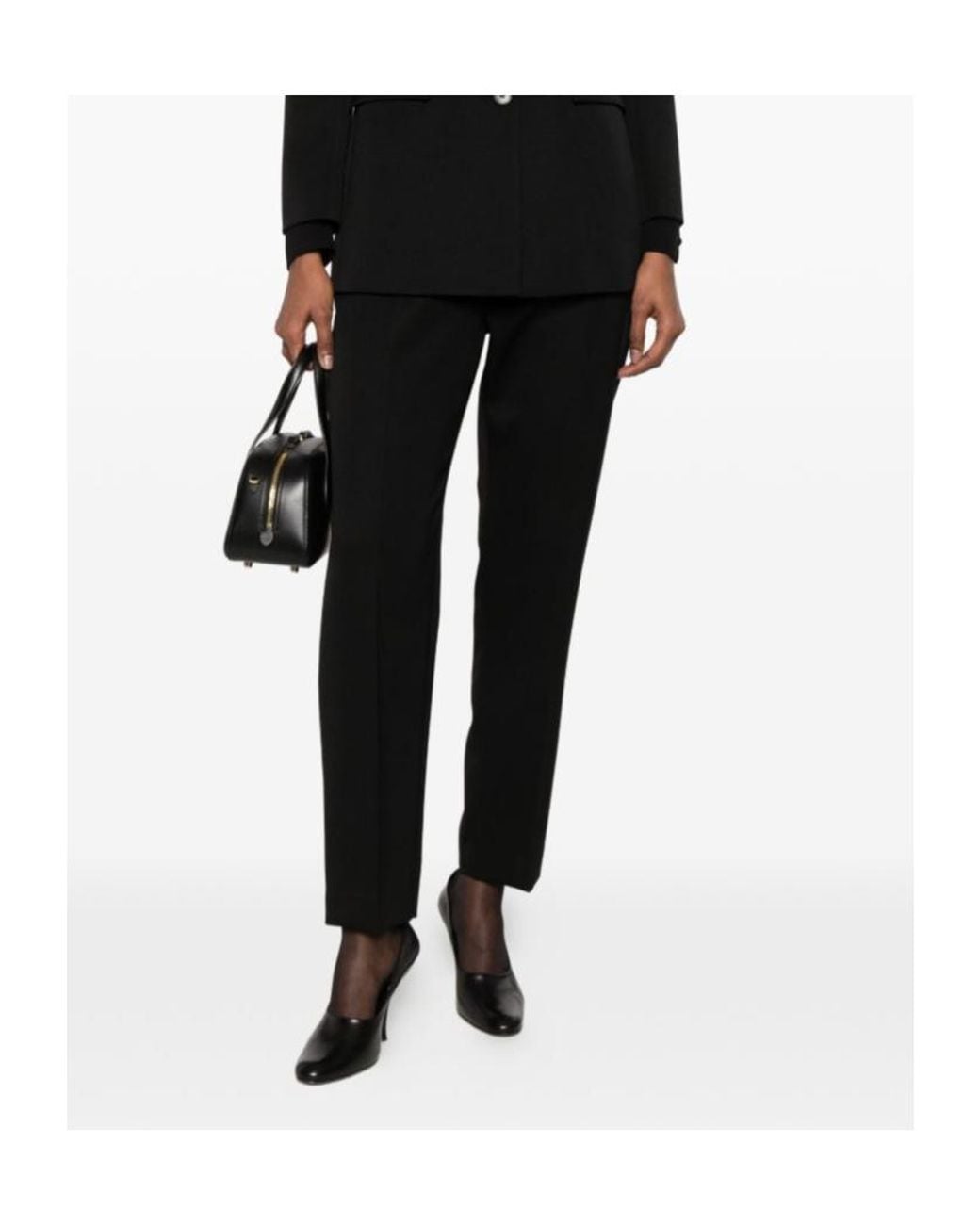 The Row Black Eranza Pressed-Crease Tailored Trousers