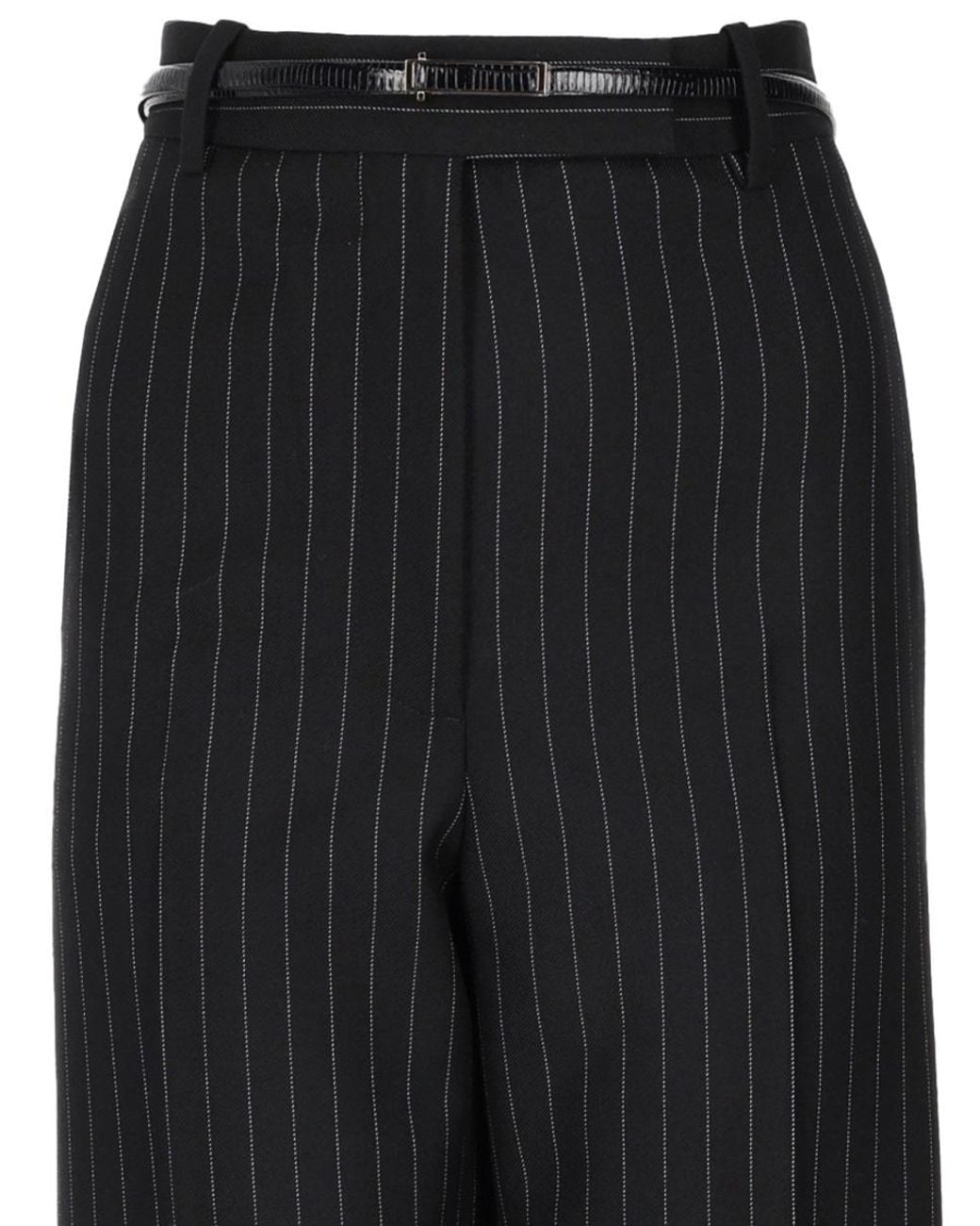Tom Ford Black Pinstripe Wide-Leg Pants