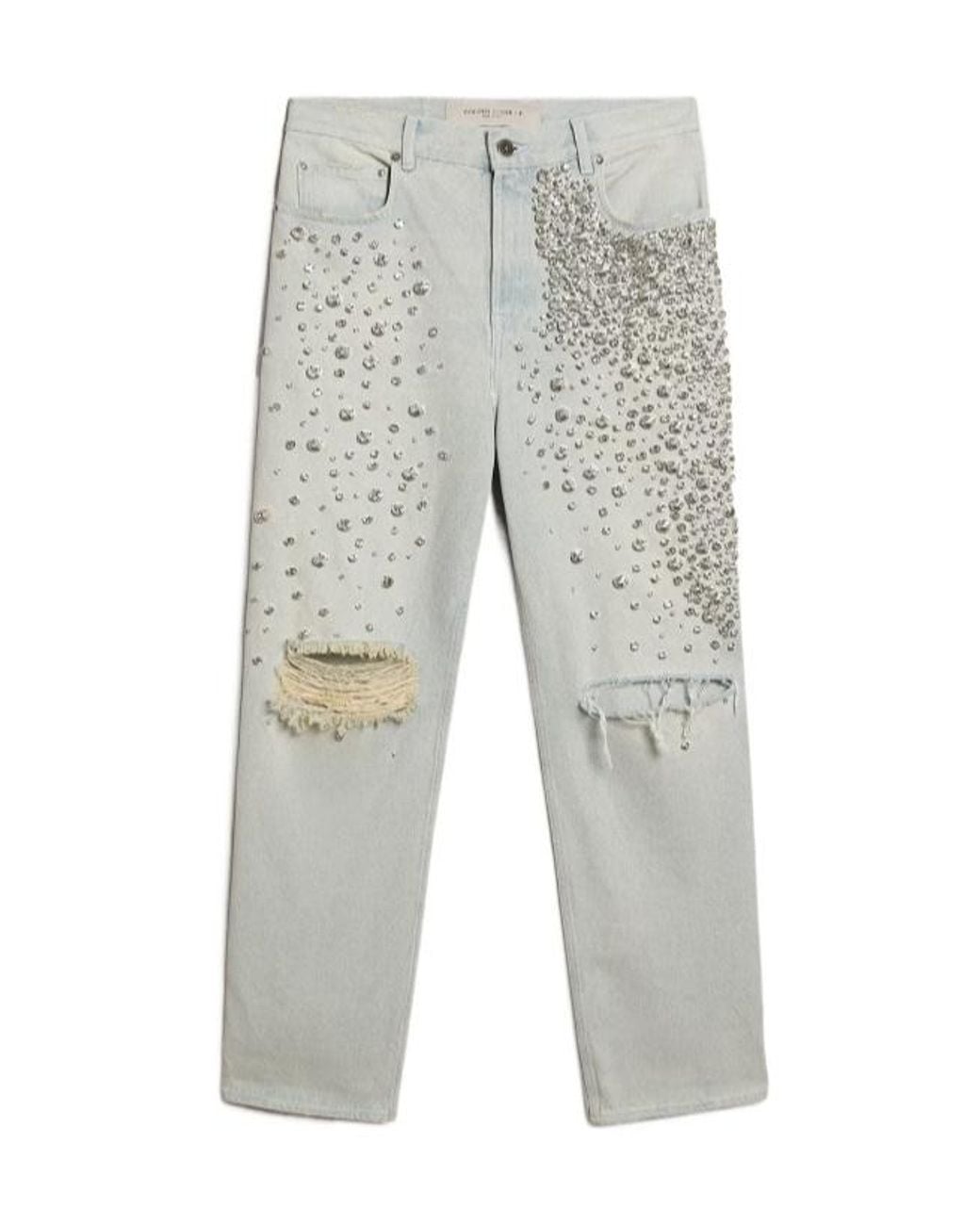 Golden Goose Deluxe Brand Gray Distressed Embellished Jeans