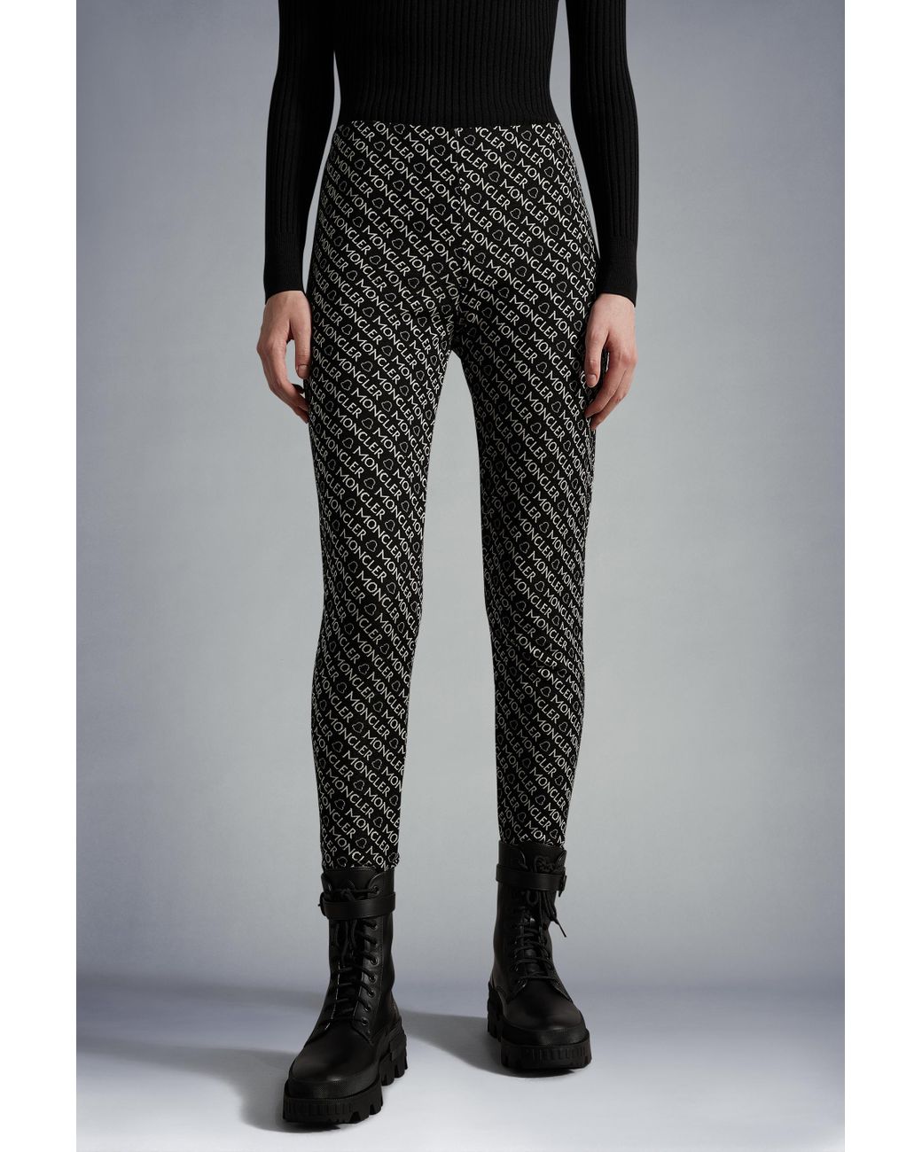 Moncler Black Logo Print Leggings
