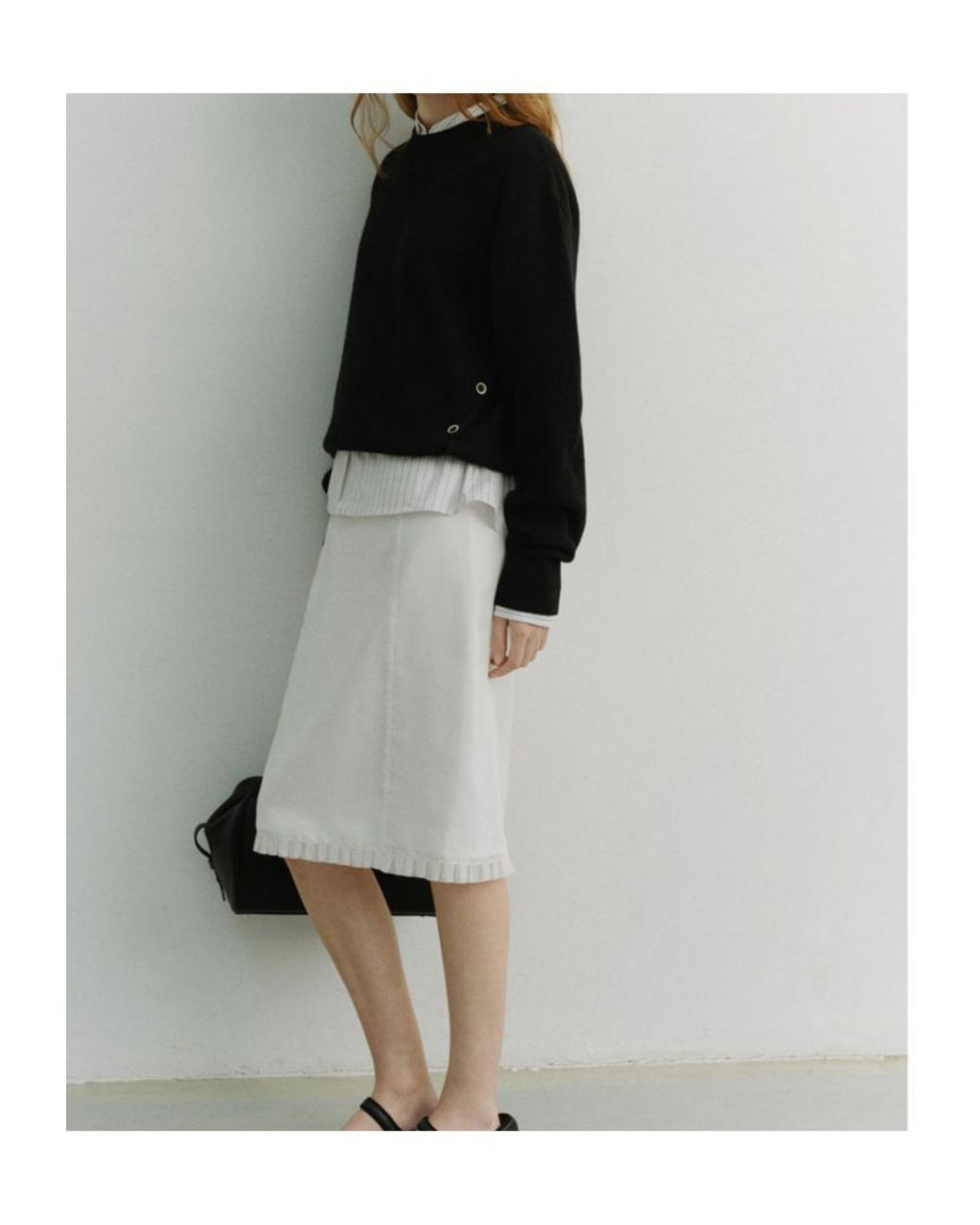DUNST White H Line Midi Skirt