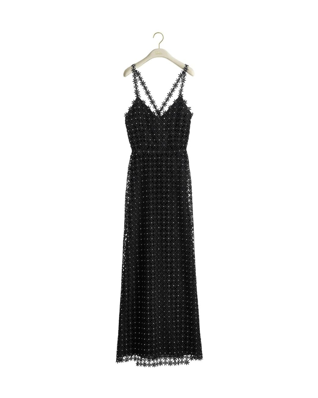 Dior Black Iviera Embroidered Long Dress