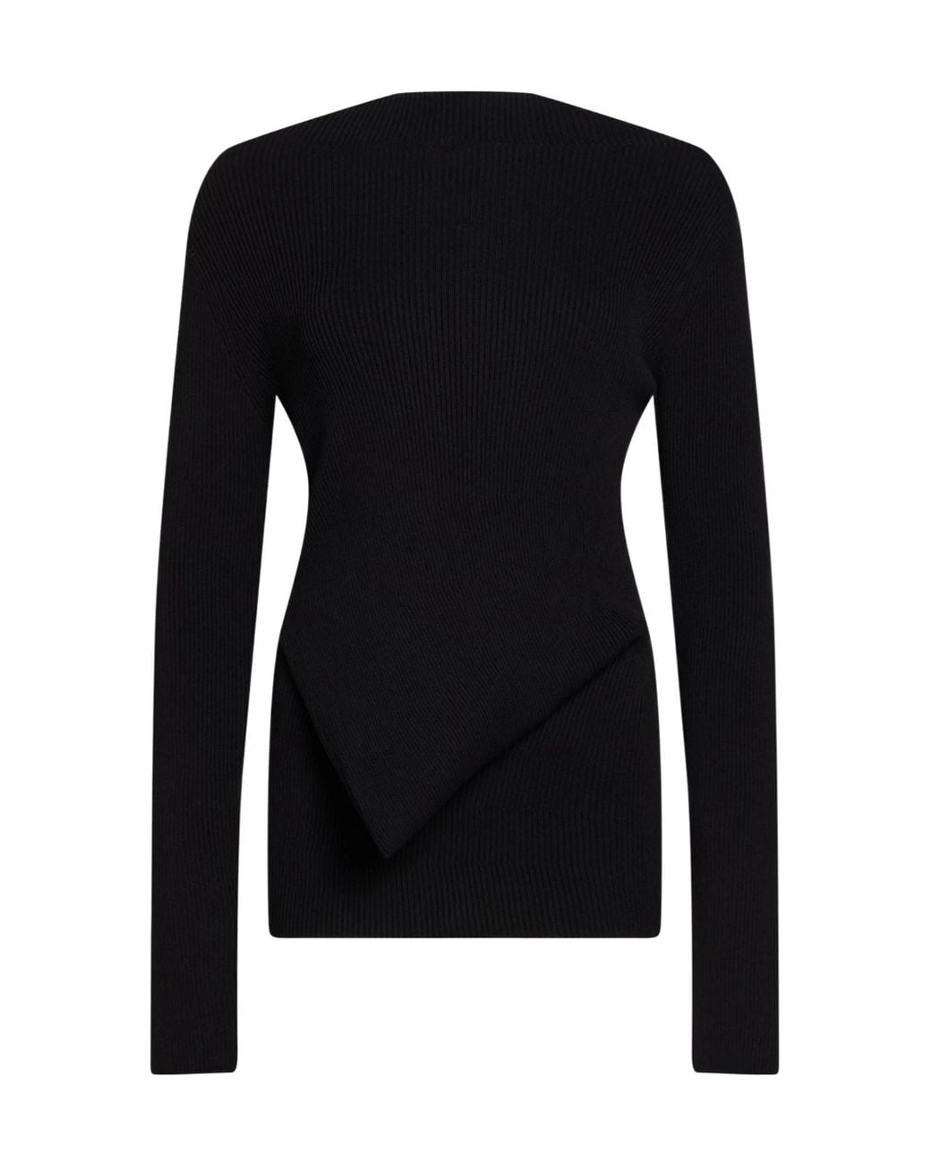 Rick Owens Black Solid-Color Long-Sleeve Knit Top