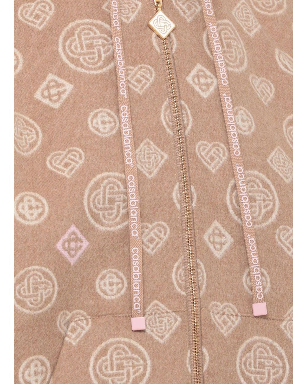 Casablanca Natural Monogram Zip-Up Hoodie