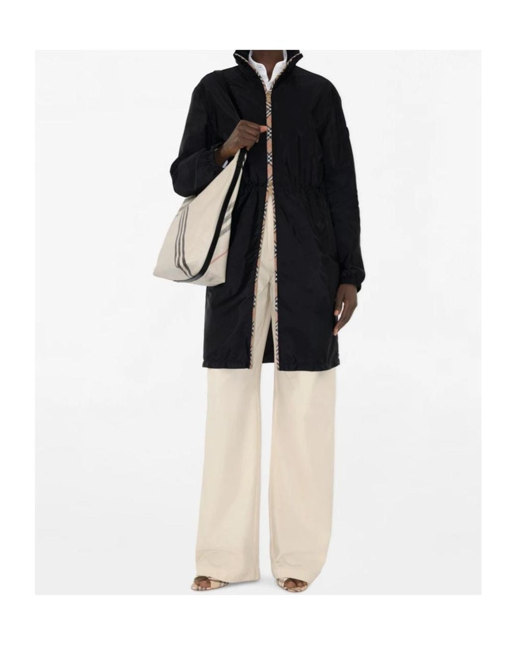 Burberry Black Vintage Check Trim Zipped Parka