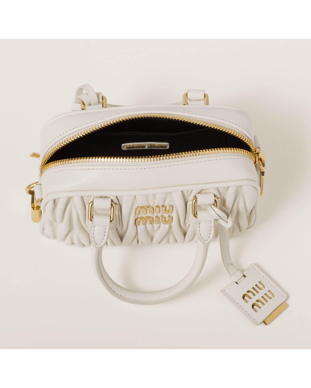Miu Miu Natural Arcadie Matelassé Nappa Leather Bag