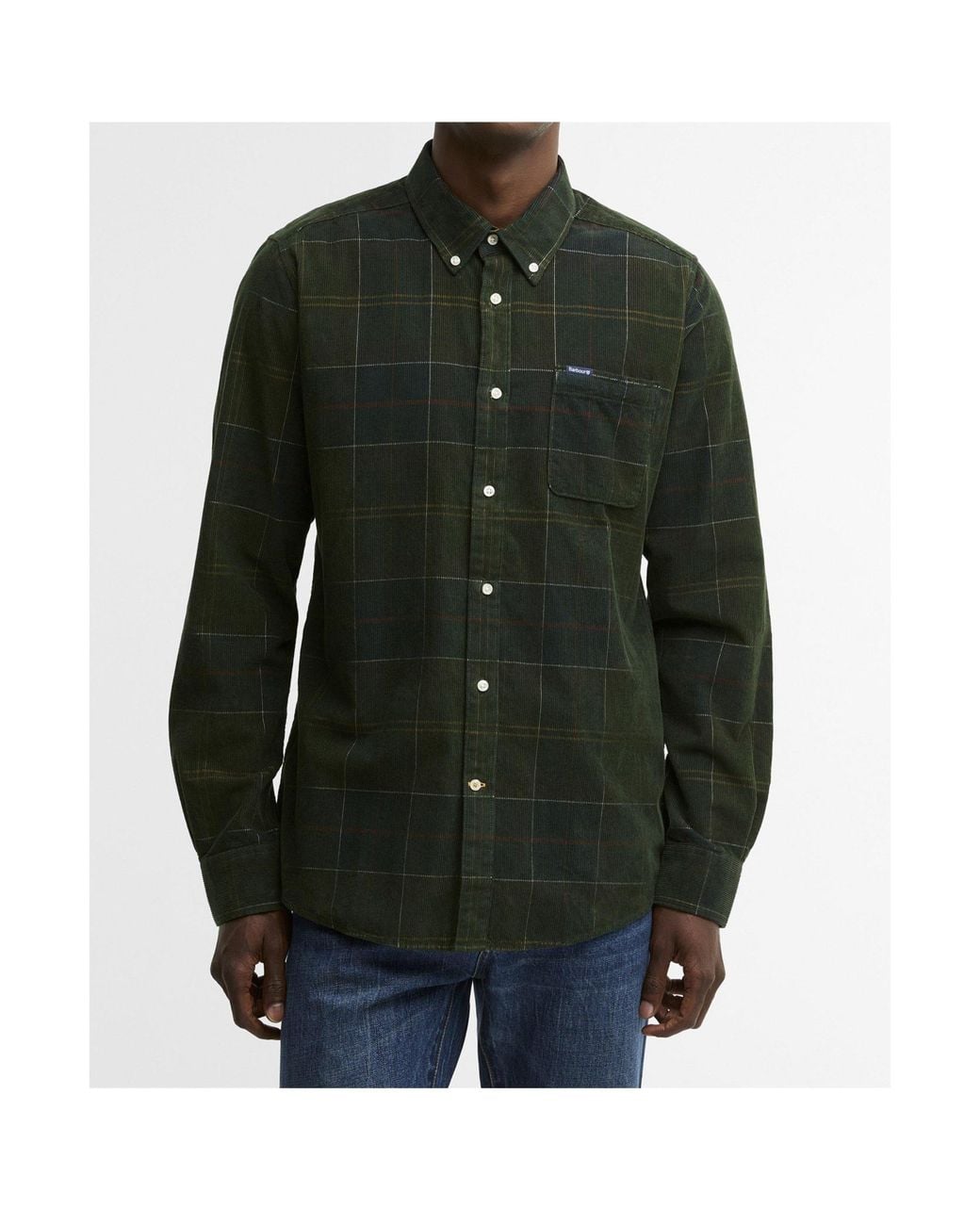 Barbour Green Long-Sleeve Slim-Fit Corduroy Shirt for men
