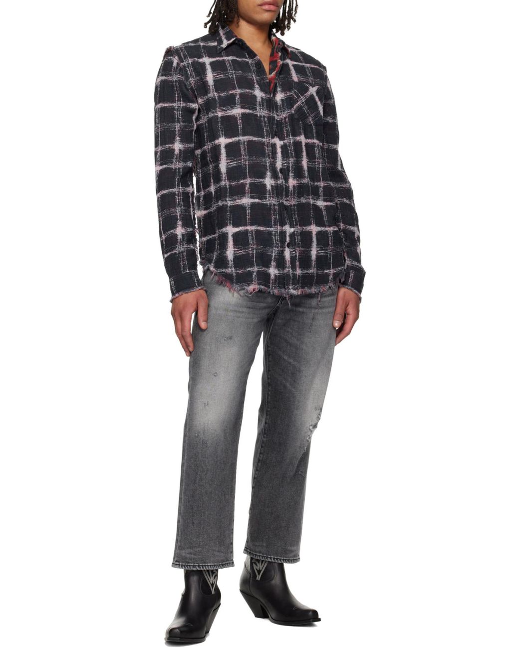 R13 Red Plaid Long-Sleeved Shirt