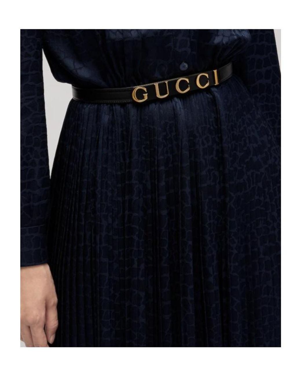 Gucci White Thin Belt With Logo Buckle
