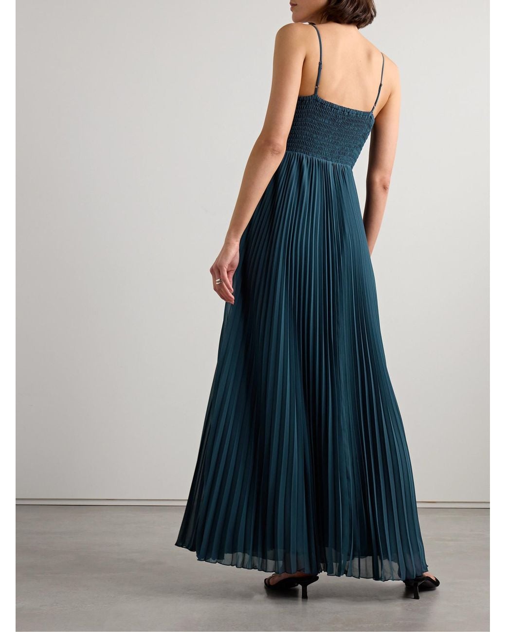 Diane von Furstenberg Blue Ima Plissé Recycled-Crepe Maxi Dress