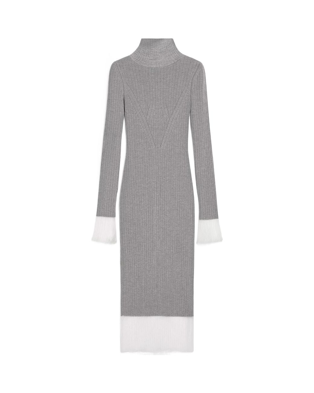 Sportmax Gray Layered Ribbed Midi Dress