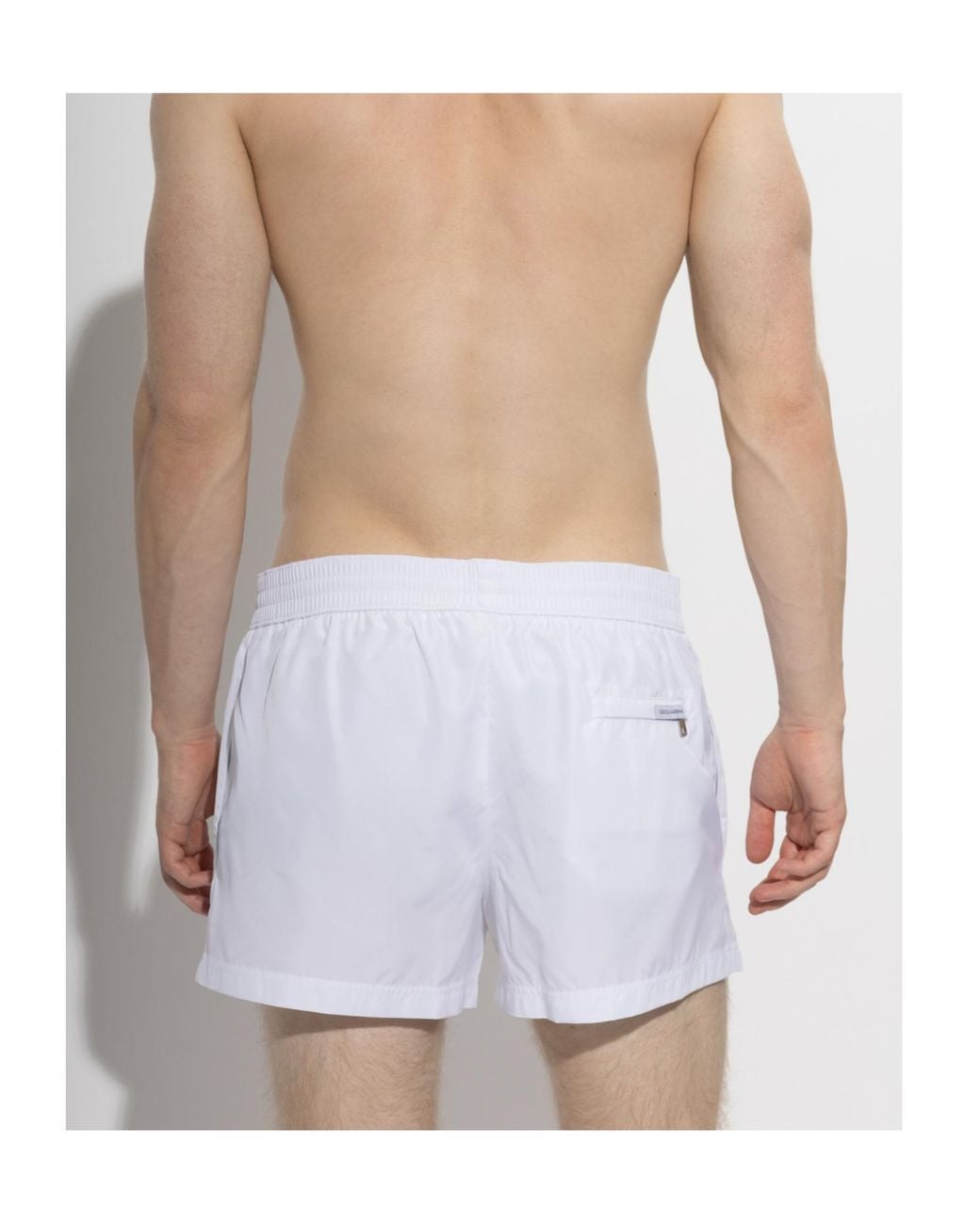 Dolce & Gabbana Blue Logo Patch Drawstring Swim Shorts for men