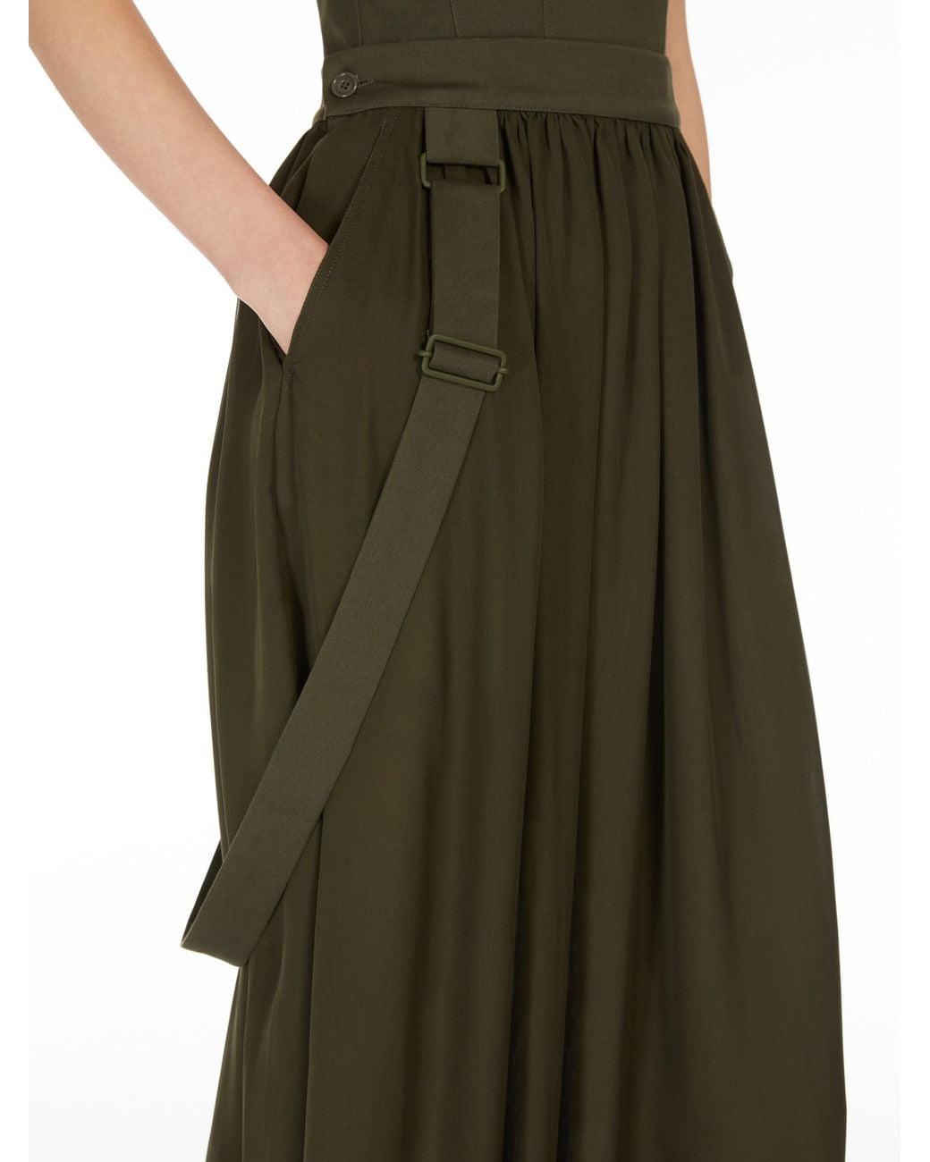 Max Mara Green Buckle Detailed Maxi Skirt