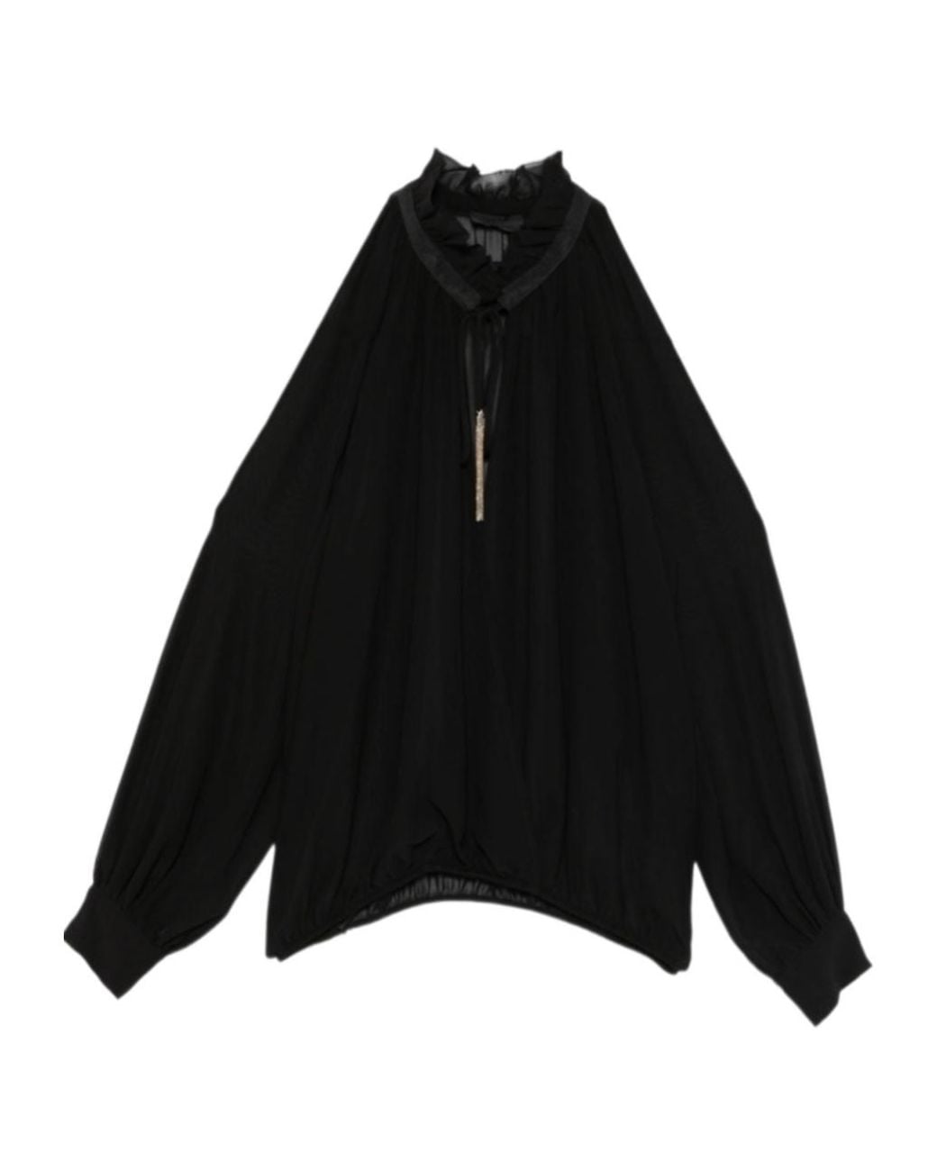 Liu Jo Black Long Sleeves Tassel Blouse