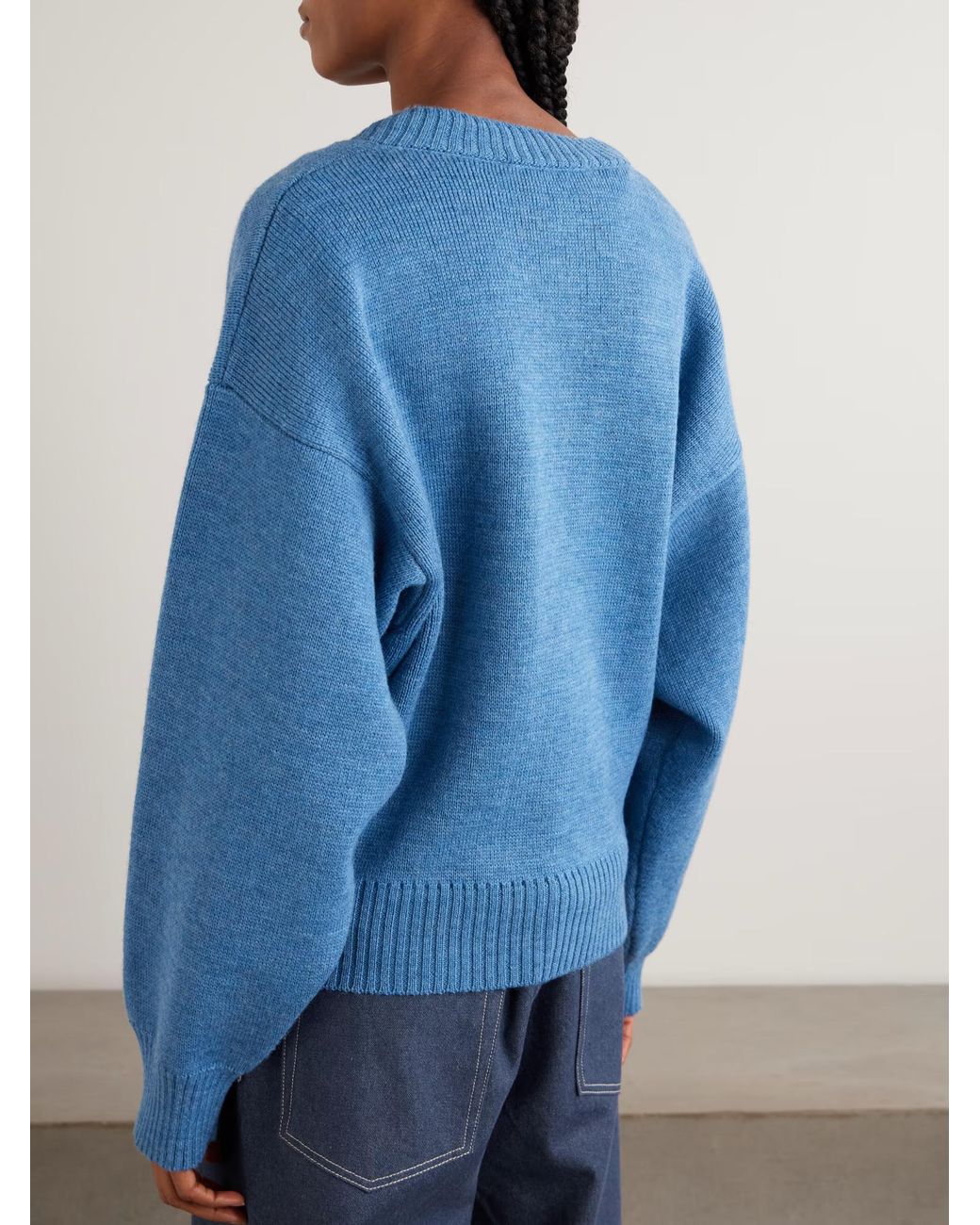 Rohe Blue V-Neck Wool Sweater