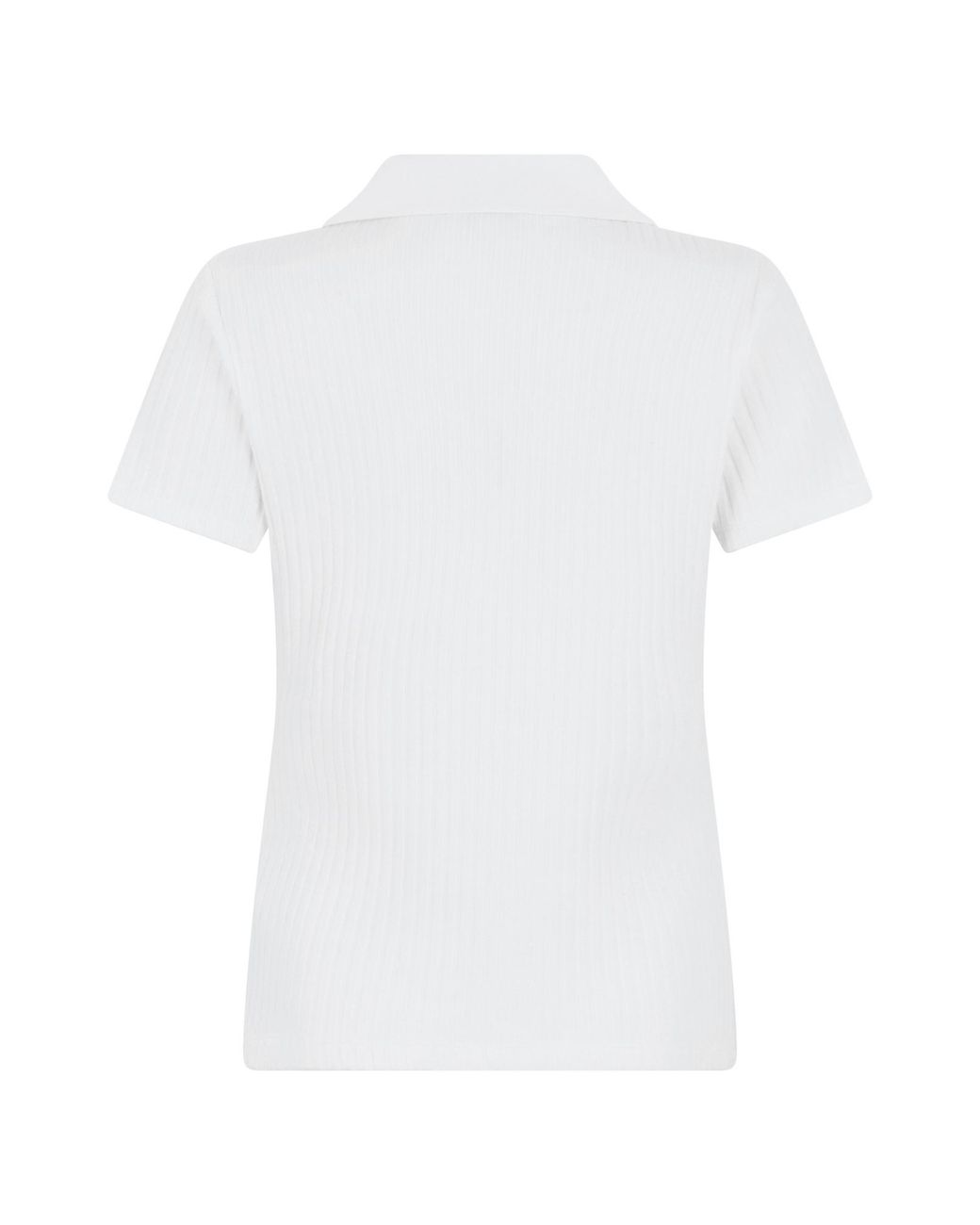 Vince White Ribbed Knit Polo Top